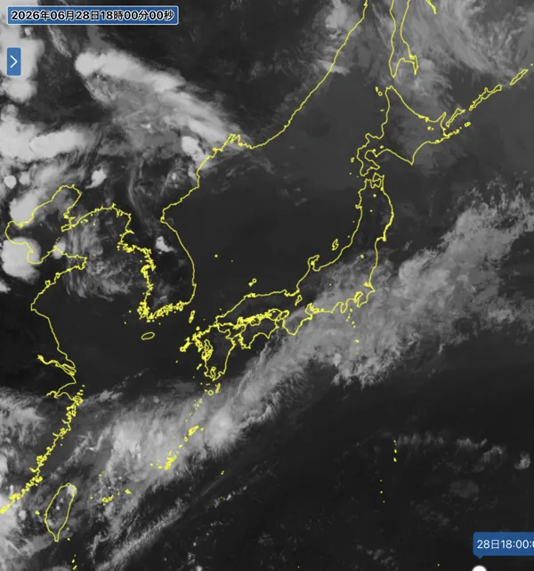 2026年6月28日18時の日本周辺の衛星赤外画像