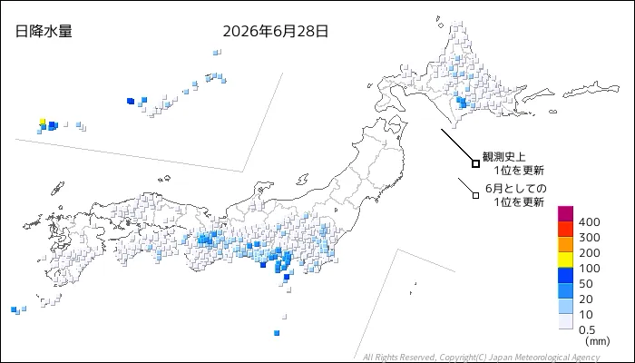 日本のアメダス日降水量の図