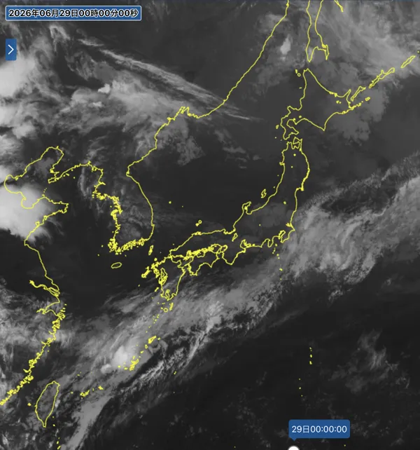 2026年6月28日24時の日本周辺の衛星赤外画像