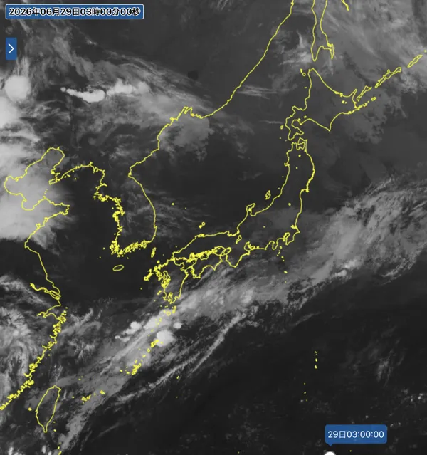 2026年6月29日3時の日本周辺の衛星赤外画像