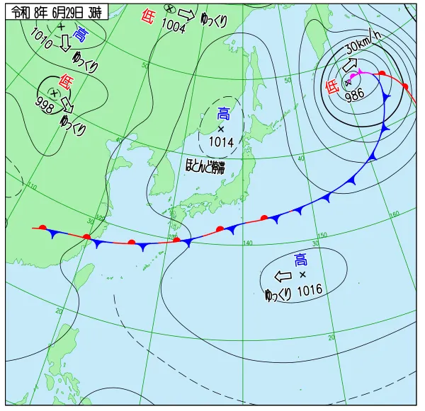2026年6月29日3時の速報天気図