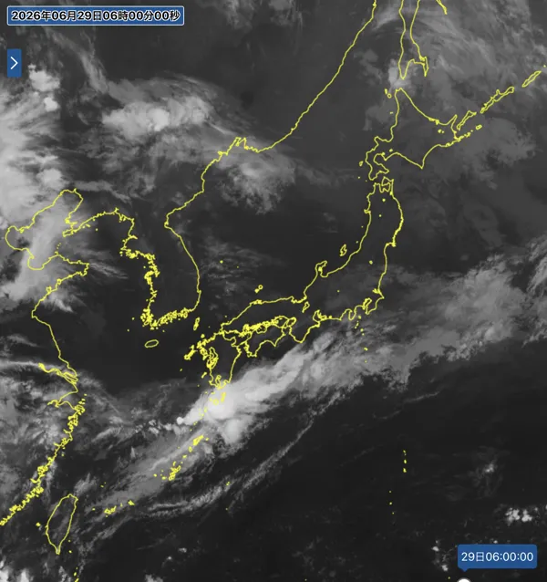 2026年6月29日6時の日本周辺の衛星赤外画像