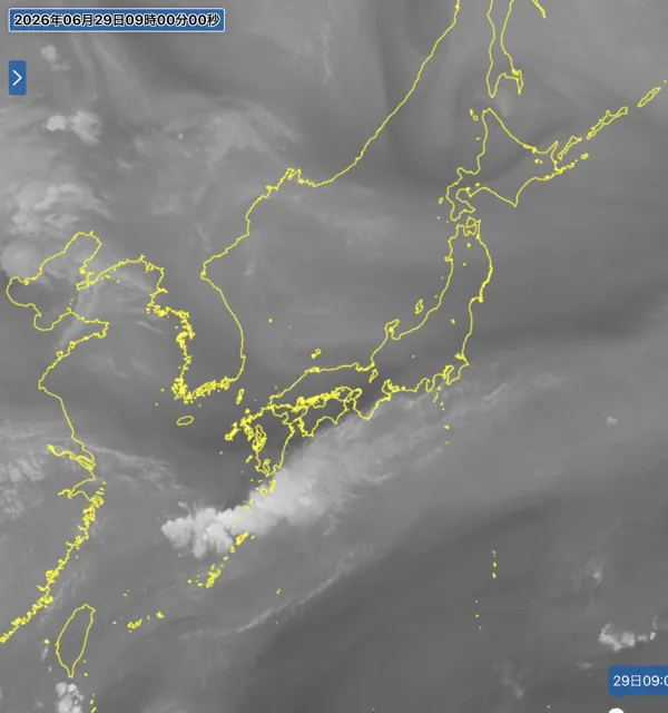 2026年6月29日9時の日本周辺の衛星水蒸気画像