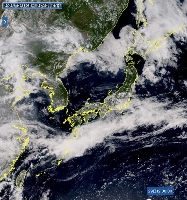 2026年6月29日12時の日本周辺の衛星可視画像