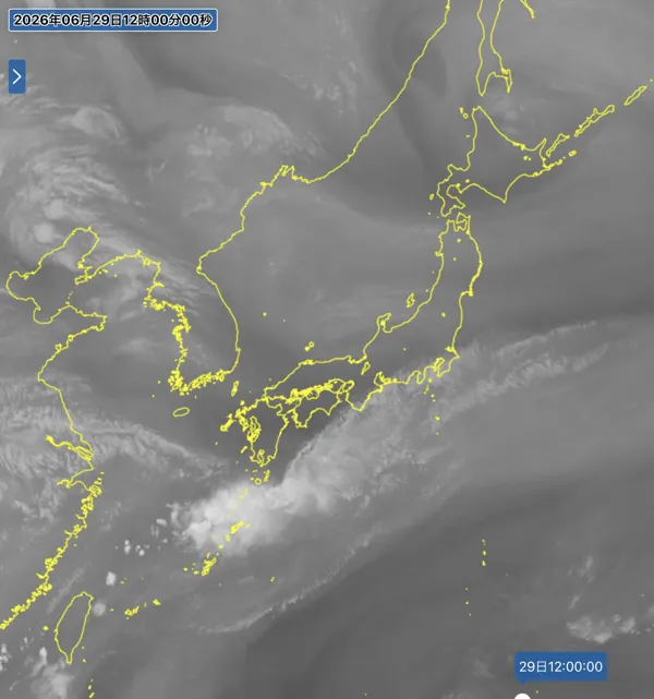 2026年6月29日12時の日本周辺の衛星水蒸気画像