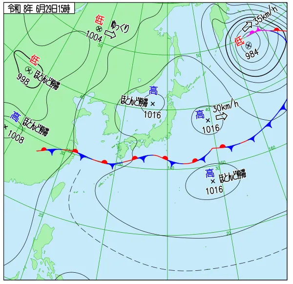 2026年6月29日15時の速報天気図