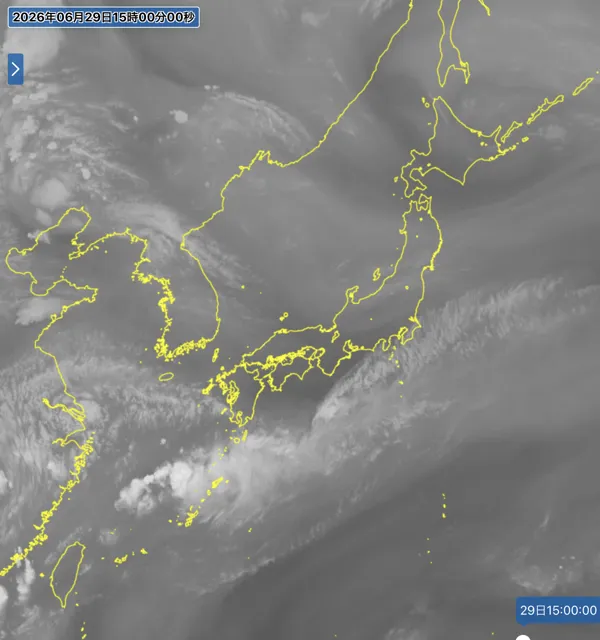 2026年6月29日15時の日本周辺の衛星水蒸気画像