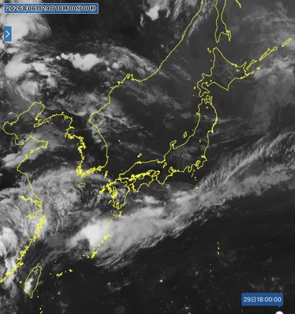 2026年6月29日18時の日本周辺の衛星赤外画像