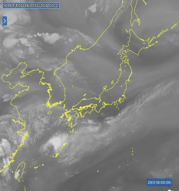 2026年6月29日18時の日本周辺の衛星水蒸気画像