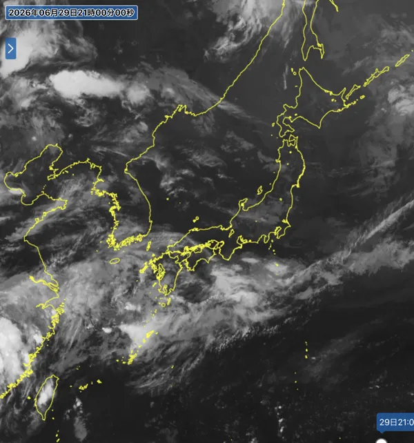 2026年6月29日21時の日本周辺の衛星赤外画像