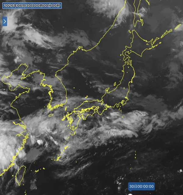 2026年6月29日24時の日本周辺の衛星赤外画像