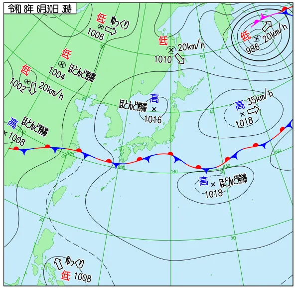 2026年6月30日3時の速報天気図