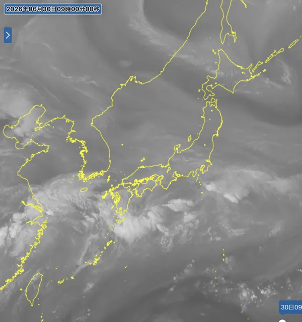 2026年6月30日9時の日本周辺の衛星水蒸気画像