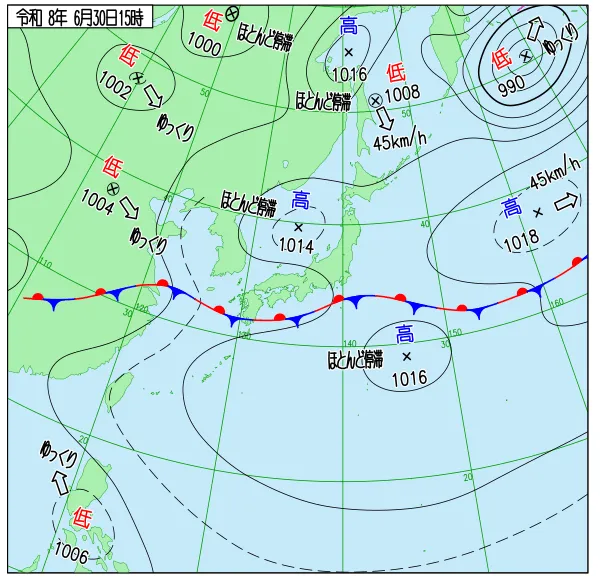 2026年6月30日15時の速報天気図