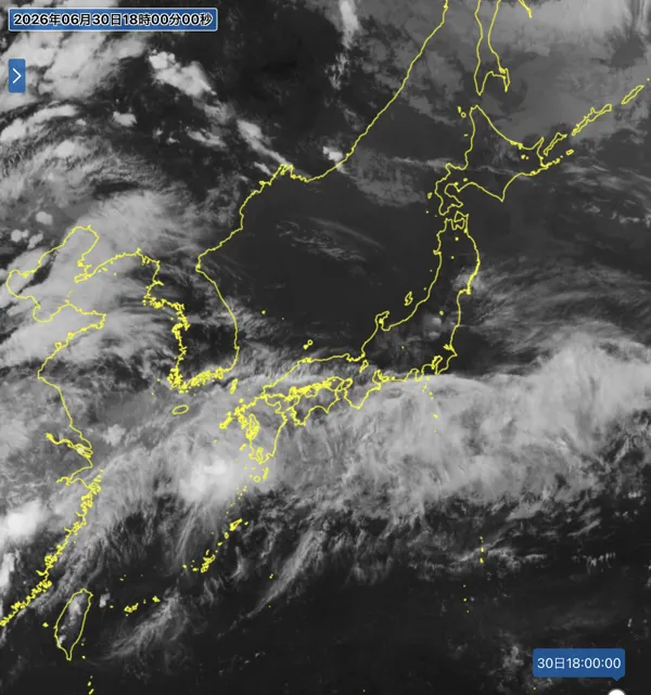 2026年6月30日18時の日本周辺の衛星赤外画像