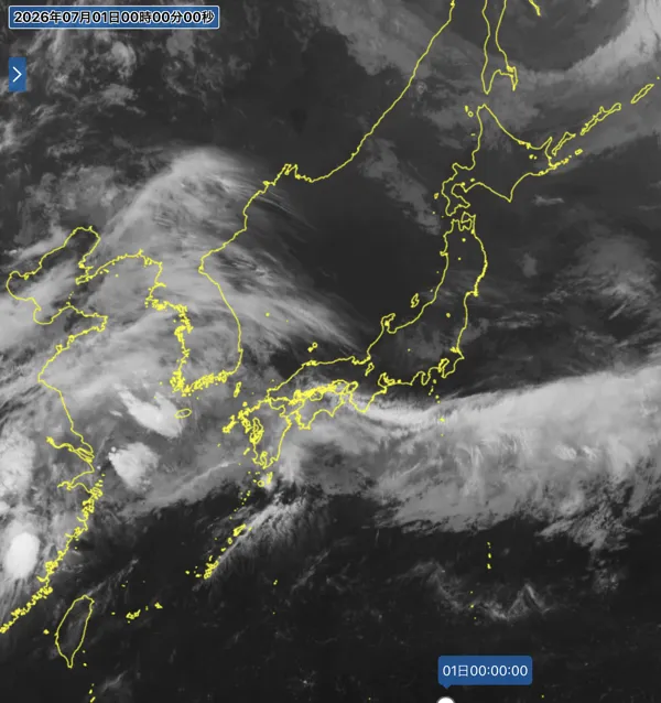 2026年6月30日24時の日本周辺の衛星赤外画像