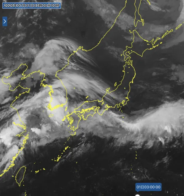 2026年7月1日3時の日本周辺の衛星赤外画像