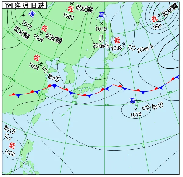 2026年7月1日3時の速報天気図