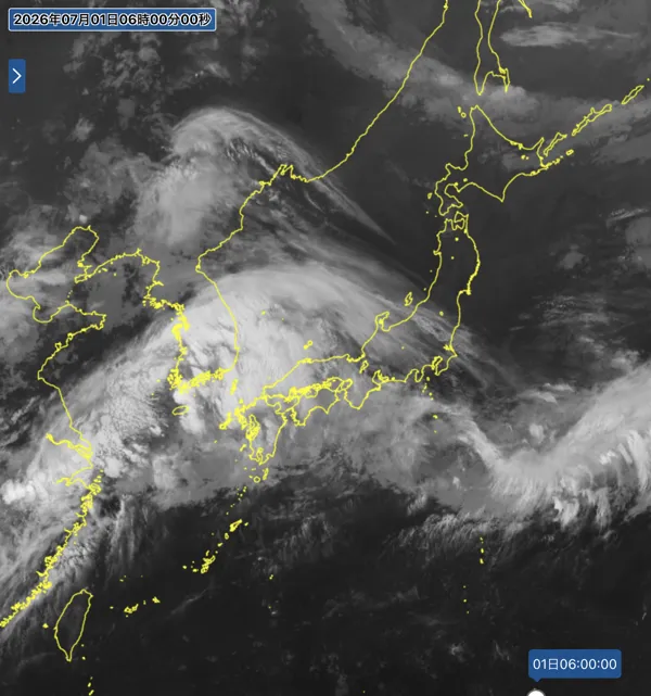 2026年7月1日6時の日本周辺の衛星赤外画像