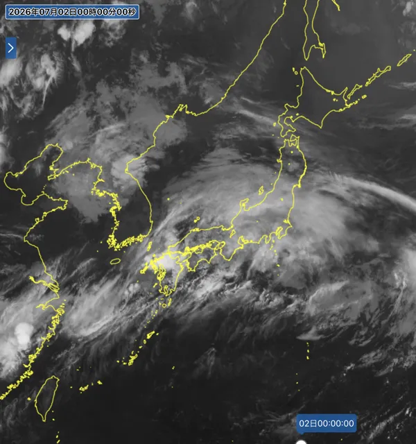 2026年7月1日24時の日本周辺の衛星赤外画像