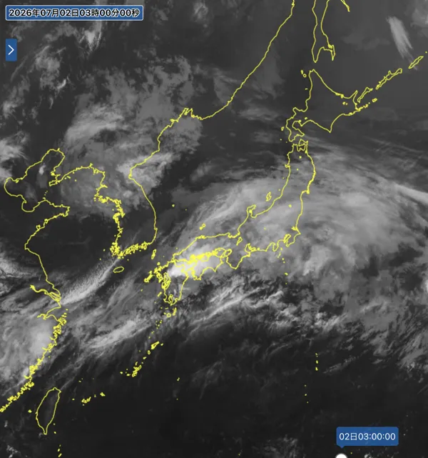 2026年7月2日3時の日本周辺の衛星赤外画像