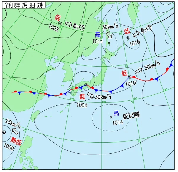 2026年7月2日3時の速報天気図