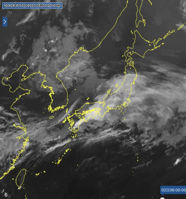 2026年7月2日6時の日本周辺の衛星赤外画像
