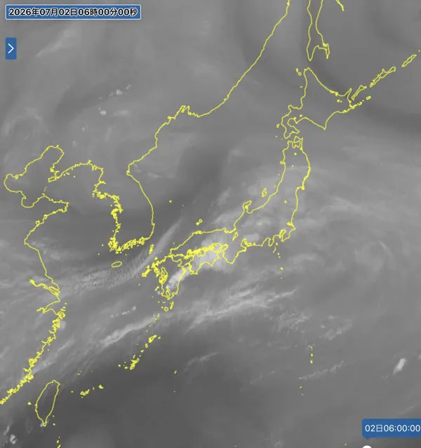 2026年7月2日6時の日本周辺の衛星水蒸気画像