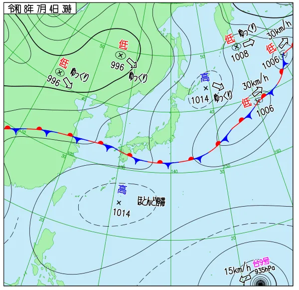 2026年7月4日3時の速報天気図