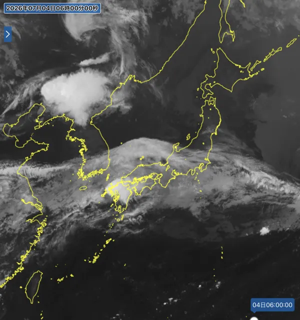 2026年7月4日6時の日本周辺の衛星赤外画像