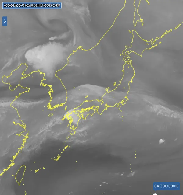 2026年7月4日6時の日本周辺の衛星水蒸気画像