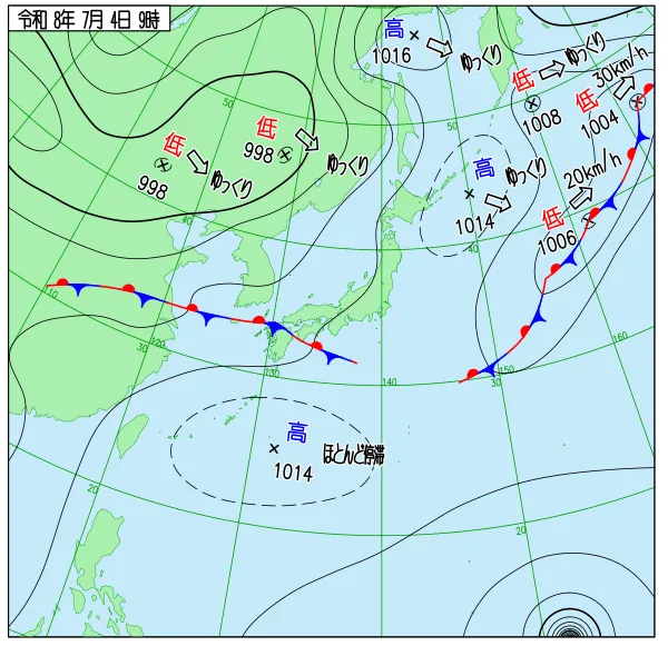 2026年7月4日9時の速報天気図