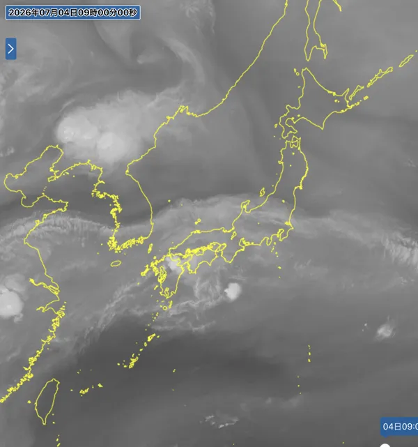 2026年7月4日9時の日本周辺の衛星水蒸気画像