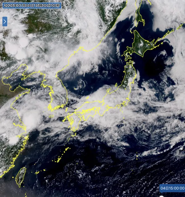 2026年7月4日15時の日本周辺の衛星可視画像