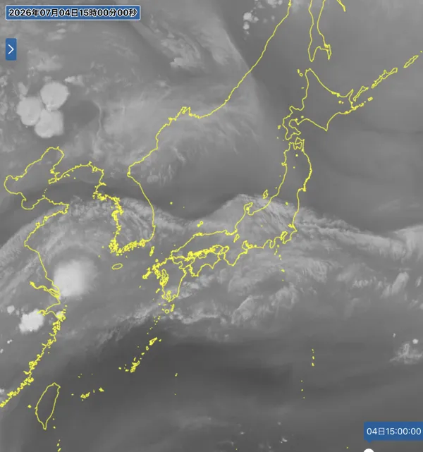 2026年7月4日15時の日本周辺の衛星水蒸気画像