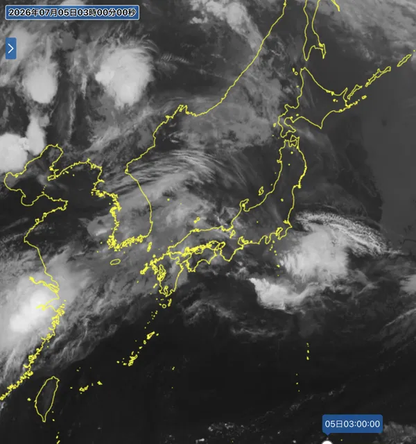 2026年7月5日3時の日本周辺の衛星赤外画像