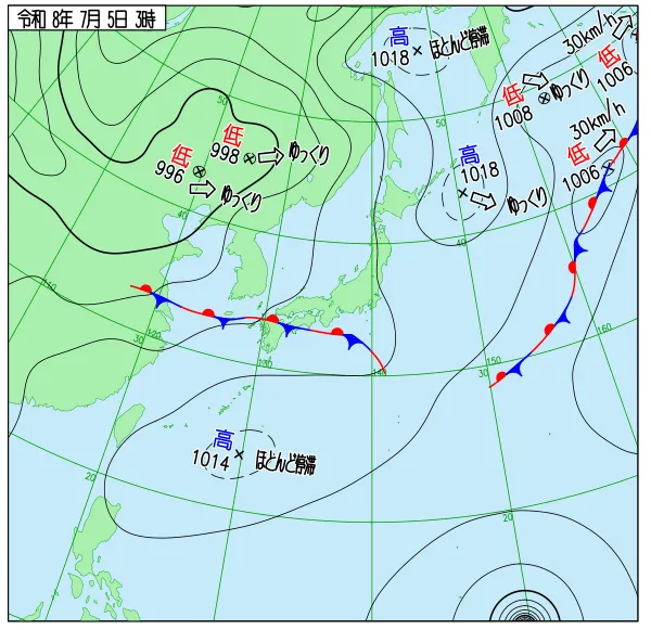 2026年7月5日3時の速報天気図