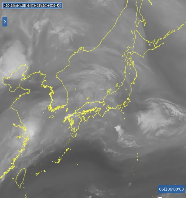 2026年7月5日6時の日本周辺の衛星水蒸気画像