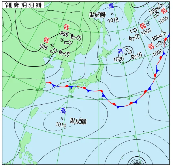 7月5日9時の地上天気図