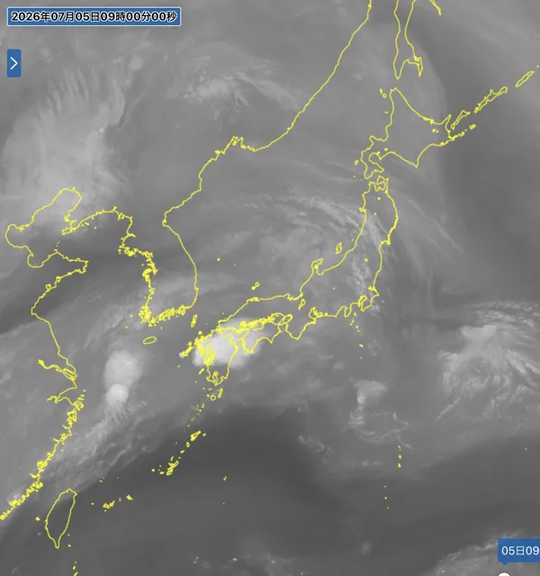 2026年7月5日9時の日本周辺の衛星水蒸気画像