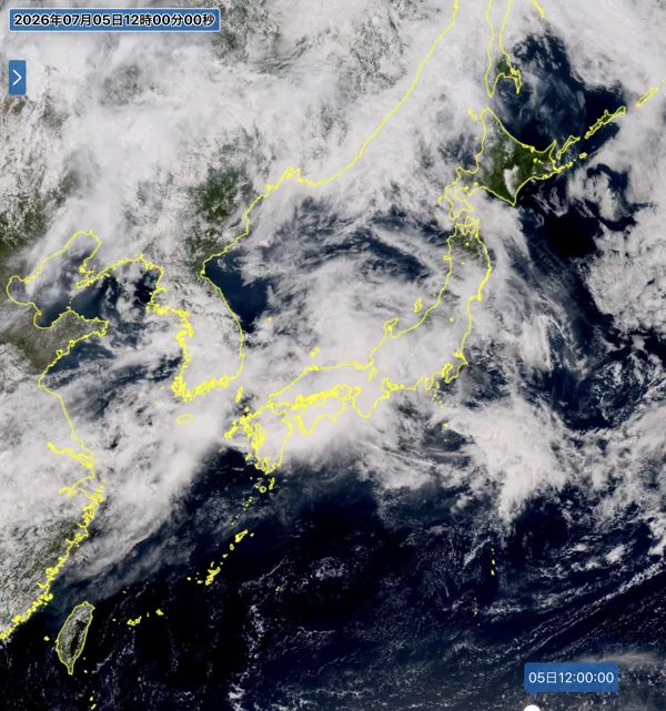 2026年7月5日12時の日本周辺の衛星可視画像