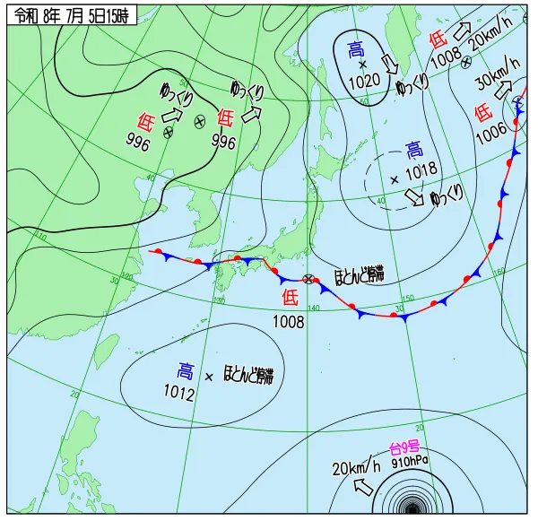 2026年7月5日15時の速報天気図