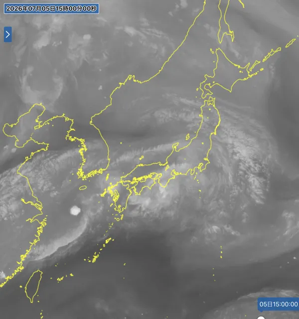 2026年7月5日15時の日本周辺の衛星水蒸気画像