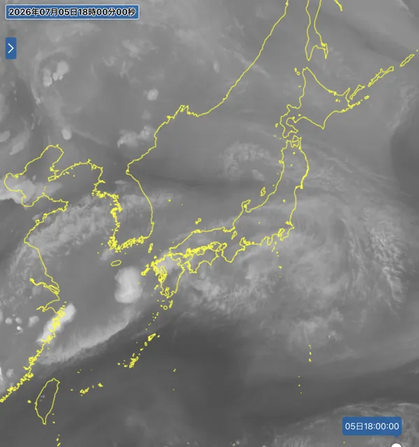 2026年7月5日18時の日本周辺の衛星水蒸気画像