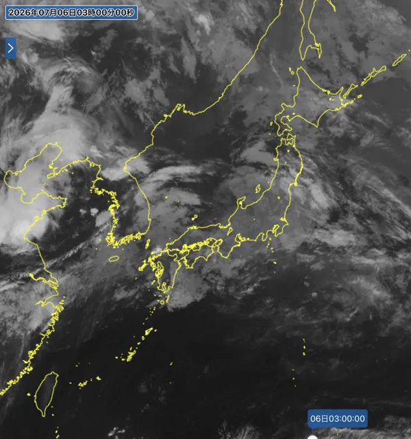 2026年7月6日3時の日本周辺の衛星赤外画像