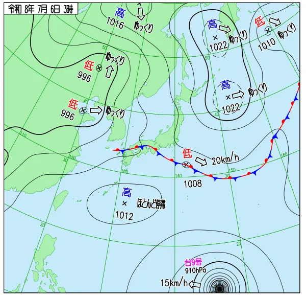 2026年7月6日3時の速報天気図