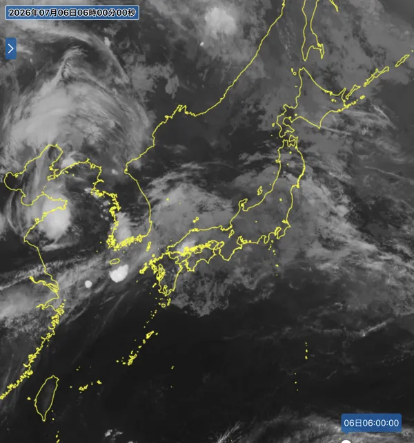 2026年7月6日6時の日本周辺の衛星赤外画像