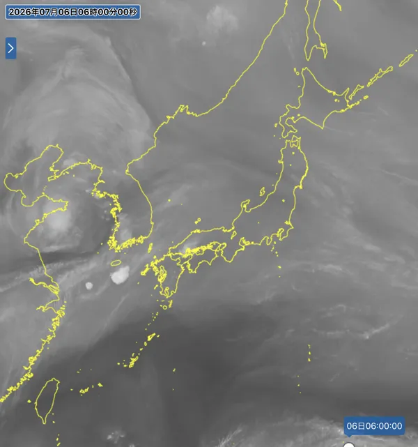 2026年7月6日6時の日本周辺の衛星水蒸気画像