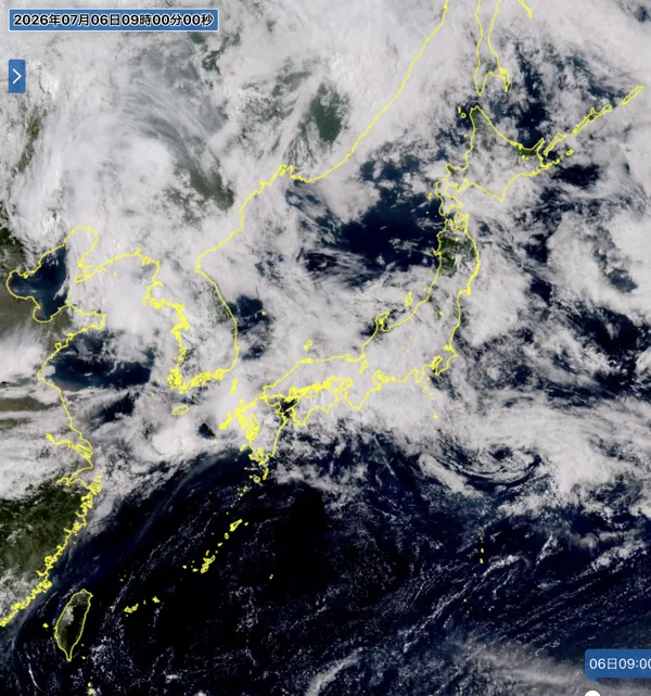 2026年7月6日9時の日本周辺の衛星可視画像