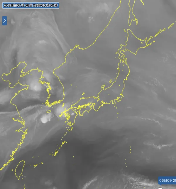 2026年7月6日9時の日本周辺の衛星水蒸気画像